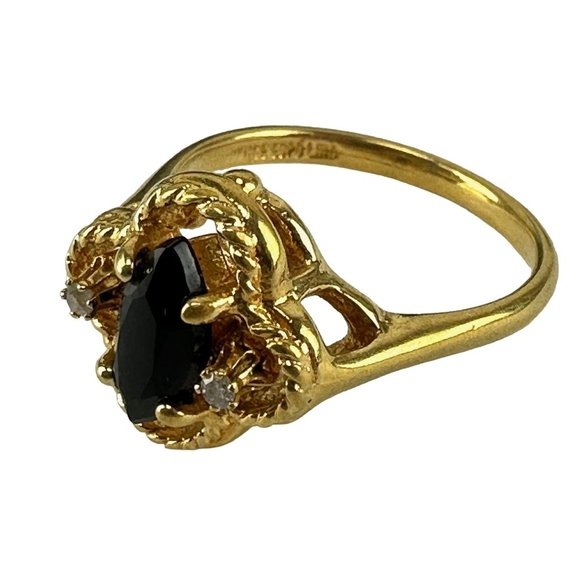 unbranded Jewelry - HGE Gold Plated Ring with Black Stone Size 8.75